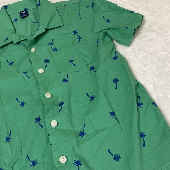 GAP Button-Down Green and Blue Palm trees Shirt Size 6/7 - Picture 3 of 6